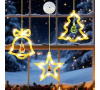 Qoosea Guirlande Lumineuse Fenêtre, 3 Pièces Étoile Arbre de Noël Lumière avec Ventouses, 3 Modes Étanche Lumières LED Extérieur Decoration Noel Intérieur pour Chambre à Coucher Fête Mariage