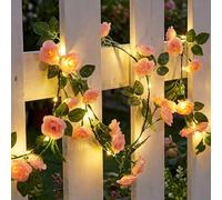 Qoosea Guirlande Lumineuse Roses, 1.8M 40 LED Guirlandes Lumineuses de Fleurs Artificielles à Piles, Guirlande Roses pour Jardin Mariage Chambre à coucher Saint-Valentin Décoration de Noël