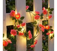 Qoosea Guirlande Lumineuse Roses, 1.8M 40 LED Guirlandes Lumineuses de Fleurs Artificielles à Piles, Guirlande Roses pour Jardin Mariage Chambre à coucher Saint-Valentin Décoration de Noël
