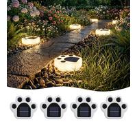 Qoosea Lampe Solaire Au Sol Exterieure, 4 Pièces Empreinte de Patte Lumière Solaire Au Sol Jardin Extérieur, LED Lumiere Solaires Étanche IP65, Décoration pour Cour Allée Chemins Pelouse Terrasse
