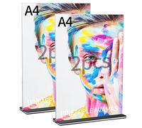 QOOSIKICC 2 Pièces Présentoir de Table Acrylique, Porte-affiches Acrylique Transparent Format A4, Chevalet de Table, Support Menu, Support de Livre