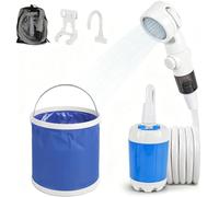 Qosigote Douche De Camping Portable 12v avec Pompe Immergée, Pompe Douche Camping, Kit Complet avec Tuyau 2,2m, Compacte Légère Débit Réglable pour Camping Plage Jardin Randonnée Extérieur