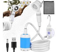 Qosigote Pompe À Eau Portable-Kit avec Tuyau & Embouts, Douche De Camping, Douche Portable, Kit Complet avec Tuyau 2,2m, Compacte Légère Débit Réglable pour Camping Plage Jardin Randonnée Extérieur