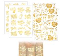 QOWIJEX 4 Feuilles Tatouages Temporaires Mariage Evjf Faux Autocollants La Mariée Team Mariée Tatouages Ephémères Tattoos Étanche Décoration Pour Enterrement De Vie De Jeune Fête Cadeau