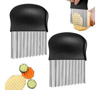QOWUXHZ 2 Pièces Coupe-Vagues En Acier Inoxydable, Coupe-Pommes De Terre À Motif Ondulé, Mandoline À Frites Crinkle Cut, Outil De Cuisine Pour Découpe Créative Et Préparation Rapide