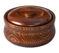 QOXEZY Bol en bois massif avec couvercle, récipient de stockage de beurre, pour tsampa, sucre, lait, riz frit, pour un usage quotidien à la maison, finition lisse, tailles 15 cm à 22 cm