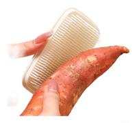 QOXEZY Brosse à fruits en polyéthylène souple avec forme profilée pour une prise en main naturelle et une couverture complète, brosse de nettoyage à poils denses pour fruits et légumes, blanc beige