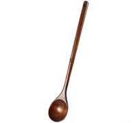 QOXEZY Cuillère en bois à bout arrondi avec long manche, pour mélanger les ingrédients délicats, pour poêles antiadhésives et casseroles à fond lourd, fabriquée à partir de bois dur, finition lisse