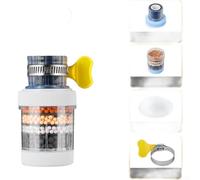 QOXEZY Embout de robinet de cuisine rotatif à 360 degrés, purification en 6 étapes avec tissu PVA, pierre Maifan, carbone coquille de noix de coco, design anti-éclaboussures, pour robinets de 15 mm-32