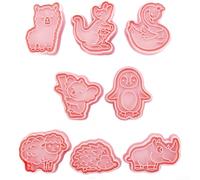 QOXEZY Ensemble de biscuits à base de polypropylène en forme d'animal de dessin animé pour la cuisson de cookies, fondant et sucre, moules faciles à utiliser, tailles 3,4 cm à 6,3 cm pour projets de