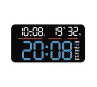 QOXEZY Horloge murale numérique LED avec grand écran, double alarme, fonction compte à rebours et chronomètre, calendrier numérique, outils de surveillance de l'environnement pour chambre, bureau