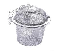 QOXEZY Infuseur à thé en acier inoxydable à mailles fines pour boules d'assaisonnement de thé en vrac, couvercle fin avec chaîne étendue, pour infusion de bouillon de soupe et infusion de fruits et