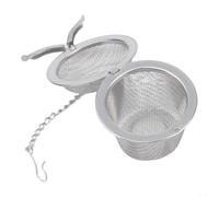 QOXEZY Infuseur à thé en acier inoxydable à mailles fines pour boules d'assaisonnement de thé en vrac, couvercle fin avec chaîne étendue, pour infusion de bouillon de soupe et infusion de fruits et