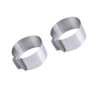 QOXEZY Lot de 2 anneaux à gâteau réglables en acier inoxydable, gamme de 5,1 à 10,2 cm de diamètre, anneau en mousse pliable pour assemblage de desserts multicouches, design compact pour pâtisserie