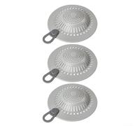 QOXEZY Lot de 3 filtres de vidange de douche en silicone avec double filtration, design antidérapant, attrape-cheveux pour douche et baignoire (gris)