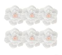 QOXEZY Lot de 6 fleurs artificielles fabriquées à la main en papier crépon 3D pour décoration de maison, fête, mariage, fête prénatale (blanc rose)