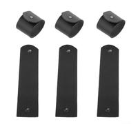 QOXEZY Lot de 6 ronds de serviette en cuir fait à la main de style rustique pour tables de salle à manger, cuir synthétique pour décoration de table durable (noir)