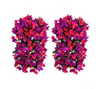 QOXEZY Lot de fleurs de bougainvilliers artificielles à suspendre en soie avec aspect réaliste, pour balcon, jardin, terrasse (violet)