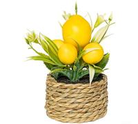 QOXEZY Mini citronnier artificiel en pot - 15 cm - Plante fruitée réaliste en plastique pour décoration de maison, bureau, étagère, pas d'arrosage nécessaire - Pièce maîtresse de fête de mariage