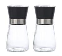 QOXEZY Moulin manuel en acier inoxydable avec cylindre en verre pour moudre les grains de poivre noir, blanc, vert, cumin, fenouil, fonctionnement manuel, multifonction pour épices entières (un court