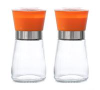 QOXEZY Moulin manuel en acier inoxydable avec cylindre en verre pour moudre les grains de poivre noir, blanc, vert, cumin, fenouil, fonctionnement manuel, multifonction pour épices entières (une