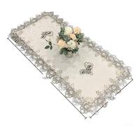 QOXEZY Nappe en dentelle pour tables de course, tissu brodé, table basse et buffet, décoration en dentelle, décoration d'intérieur élégante, entretien facile (70 x 130 cm)