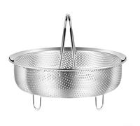 QOXEZY Panier vapeur pour cuiseur à riz, acier inoxydable 304, poignée mobile avec poignée résistante à la chaleur, riz vapeur, boulettes, légumes (18 cm)