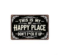 QOXEZY Panneau en fer avec inscription « This Is My for Happy Place » - Plaque murale humoristique pour décoration de jardin ou terrasse - 30 x 40 cm - Idée de décoration d'intérieur insolite