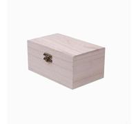 QOXEZY Petite boîte de rangement carrée en bois pour souvenirs - Uni - Non peinte et brute - Boîte de rangement (L)