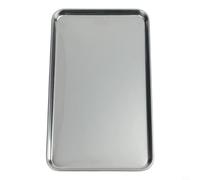 QOXEZY Plateau rectangulaire à fond plat en acier inoxydable, pour accessoires de barbecue, organisation de la vaisselle de cuisine, avec couvercle pour taille XL, boîte de rangement alimentaire (M)