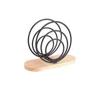 QOXEZY Porte-serviettes en fil d'acier inoxydable associé à une base en bois massif, support antidérapant stable, compact pour économiser de l'espace, pour salle à manger, cuisine, zones d'accueil