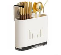 QOXEZY Porte-ustensiles de cuisine portable monté sur le mur avec plateau de vidange pour gérer les ustensiles humides, pour baguettes et cuillères, construction en acier au carbone (B blanc)