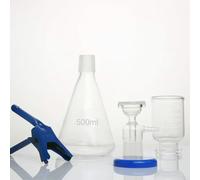 QOXEZY Système de bouteille filtrante sous vide avec tête de noyau de sable pour filtration de laboratoire - Compatible avec les membranes à disque jusqu'à 200 °C, 250 ml à 1000 ml (500 ml)