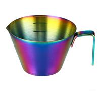QOXEZY Tasse à mesurer en acier inoxydable 304 - 100 ml - Bec verseur ergonomique pour verser sans désordre - Pour infuser de l'expresso à domicile et au bureau (irisé)