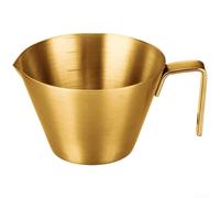 QOXEZY Tasse à mesurer en acier inoxydable 304 - 100 ml - Bec verseur ergonomique pour verser sans désordre - Pour infuser de l'expresso à domicile et au bureau - Doré