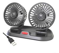 QOXEZY Ventilateur de voiture USB à double tête rotative pour tableau de bord de véhicule Ventilateur électrique silencieux 12 V 24 V 22,5 cm (5 V)