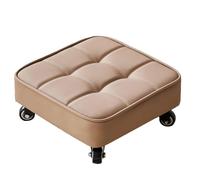 QPKZ Tabouret Bas à roulettes avec Roues pivotantes à 360°, Tabouret Roulant de Petite Hauteur et de Faible envergure, siège en Cuir PU, Petite Chaise de mécanicien, tabourets roulants Beige
