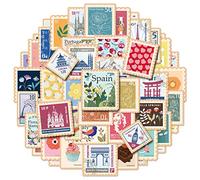 Qpout 50pcs Autocollants de Timbre-poste Vintage, Pack d’autocollants de scrapbook vintage pour bouteilles d’eau, autocollants de fleurs pour l’artisanat d’art de bricolage pour enfants Bullet Journal