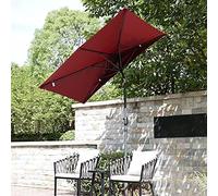 QQAA Jardin Demi Parasol Balcon Outdoor de Marché Rectangulaire avec Inclinaison - 6 Baleines en Acier - 200x100cm - 4 Couleurs (Color : Red)