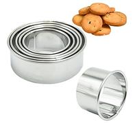 qqdyx5j01 Lot de 5 emporte-pièces en acier inoxydable pour biscuits ronds (5,5/6,5/7,5/8,5/9,5 cm) Argenté