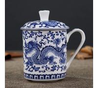 QQLADY Tasse à thé en Porcelaine Bleue et Blanche avec Couvercle, Tasse en céramique pour la Maison, Tasse personnelle pour Le Bureau