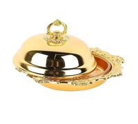 Qqmora Beurrier Rond Vintage avec Couvercle pour Servir du Fromage au Beurre et des Fruits, Design élégant en Verre et en Alliage pour la Cuisine et la Table à Manger