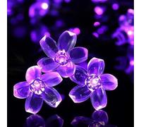 QQY Guirlande de fleurs de cerisier, Fleur fée lumière Noël mariage maison décoration partie batterie string light (6M 40LED, violette)