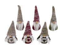 Qrelia Christmas 6 Père Mère Noël Nez en tissu à suspendre | Lot de 6 pièces, 2 modèles en 3 couleurs, nez en bois, cordon inclus, pour sapin de Noël Ø 8,5 cm x H 11 cm