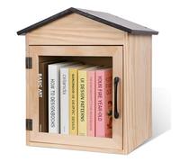 Qrenia Little Library Box Boîte de rangement d'extérieur en bois pour le bricolage, pour les quartiers communautaires et les écoles, pour partager des livres, des dépliants, des journaux, de la