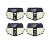 QREZ Lampe Solaire Extérieur, 410 LED Lumière Solaire avec Détecteur De Mouvement 2500Mah Étanche sans Fil Applique Éclairage Solaire Spot 3 Mode Etanche IP65 pour Jardin,4pcs