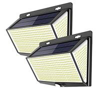 QREZ Lampe Solaire Extérieur, 468 LED Lumière Solaire Avec Détecteur De Mouvement 2200Mah Étanche Sans Fil Applique Éclairage Solaire Spot Puissant Sécurité 3 Mode Etanche IP65 Pour Jardin,2pack
