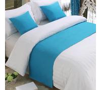 QRGMKL Chemin de lit Premium pour Pied de lit, écharpe de lit de Couleur Unie Couvre-lit en Lin de Coton Décoration de la Maison Protecteur de literie de Chambre-Sapphire Blue||2 Pillowcases(45X45cm)
