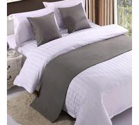QRGMKL Chemin de lit Premium pour Pied de lit, écharpe de lit de Couleur Unie Couvre-lit en Lin de Coton Décoration de la Maison Protecteur de literie de Chambre-Grey||2 Pillowcases(45X45cm)