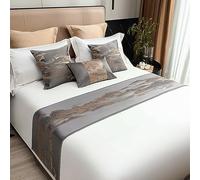 QRGMKL Nouveau Chemin de lit Simple Chinoiserie Foulard de lit Jacquard Tissu Chemins de lit et Coussins Assortis Couvre-lit Doux sans décoloration pour Chambre hôtel-Gray||2 Pillowcases(45X45cm)